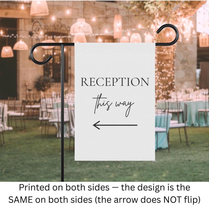 Directional Wedding Reception Flag, Reception This Way Sign, Backyard ...