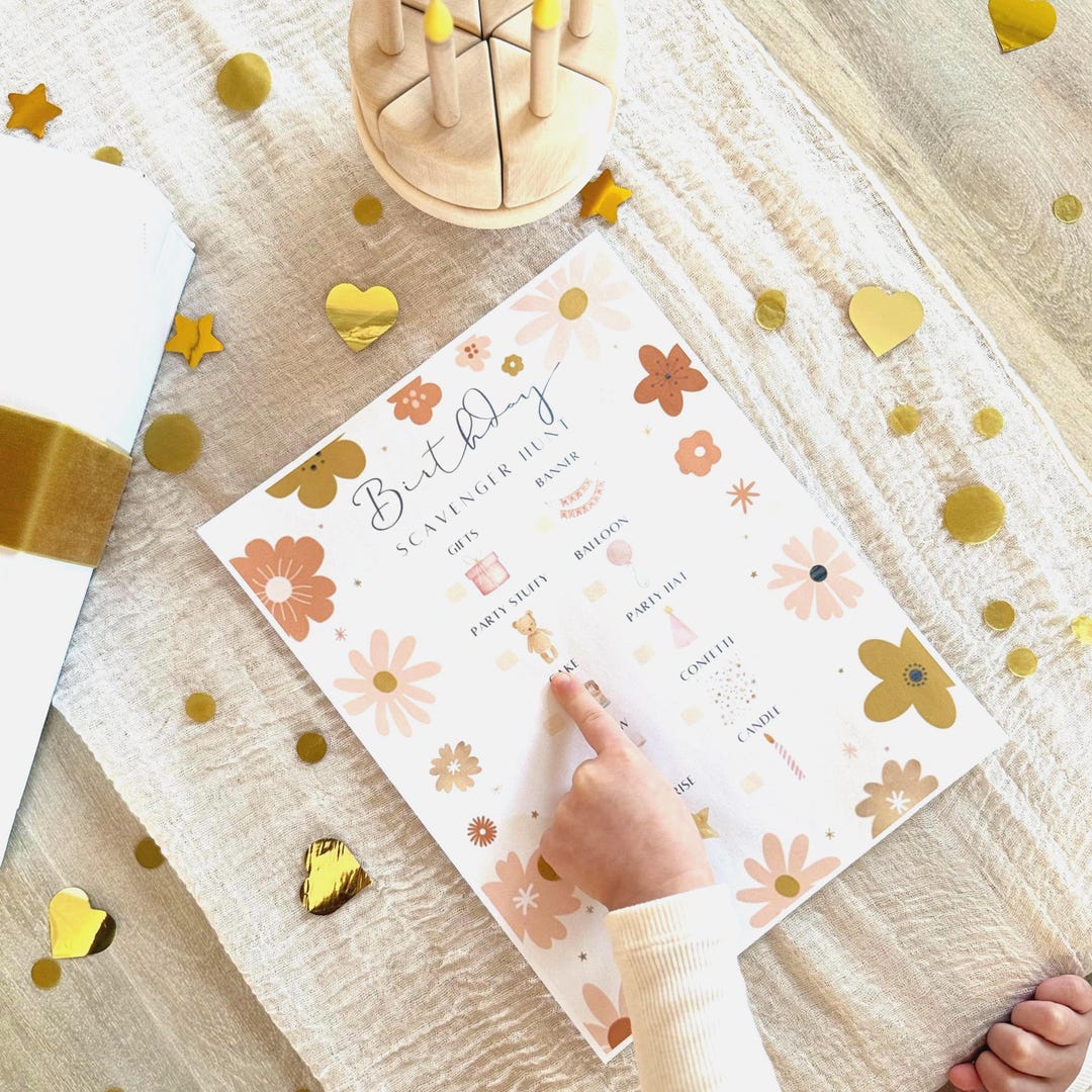 Floral Birthday Scavenger Hunt Printable | Girl Birthday Party Game ...