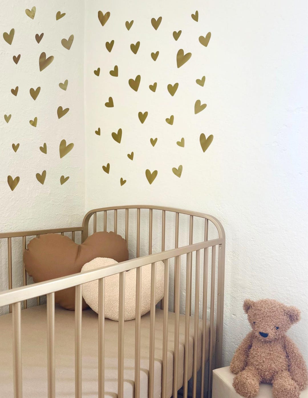 Gold Heart Wall Decals | Nursery Decor | Gold Vinyl Heart Stickers ...