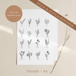 Wildflower Embroidery Patterns: Dainty Stick and Stitch Designs (PDF Pattern)
