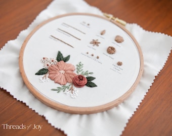 Wildflower Hand Embroidery Beginner Kit: DIY Floral Hoop Art w/ Video