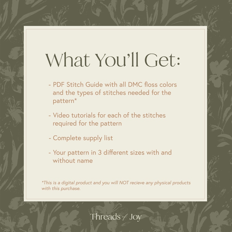 Custom Wildflower Name Embroidery Pattern, DIY Floral Baby Gift (PDF ...