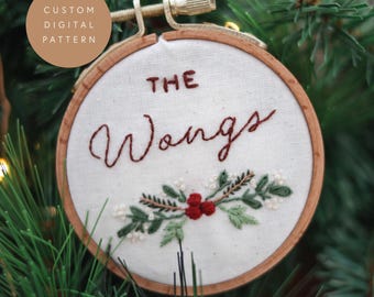 Personalized Christmas Ornament Hand Embroidery Pattern: DIY Stitch Guide (Digital Download)