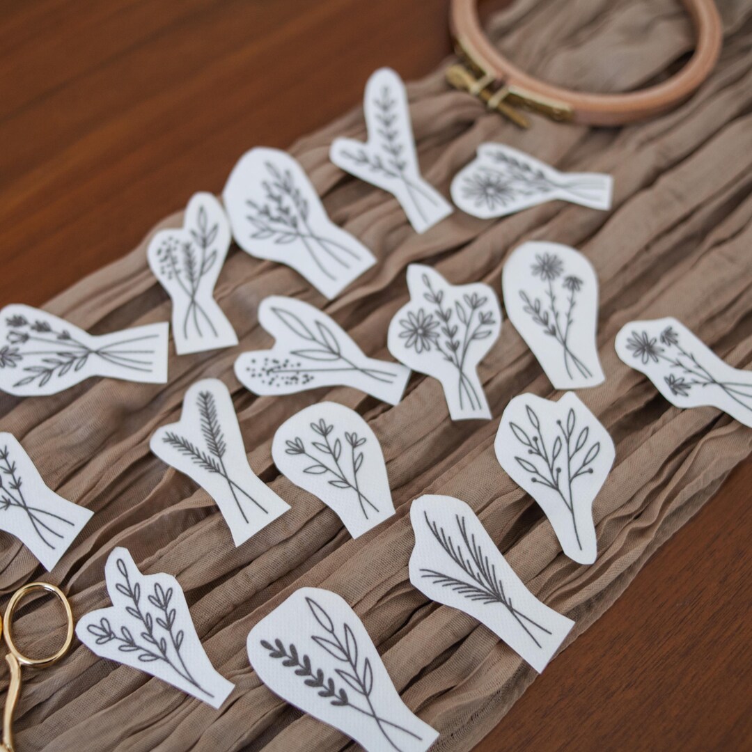 Embroid Effect Sticker Wildflower Embroidery Stickers: 16 Dainty Floral Patterns - Etsy