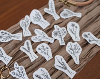 Wildflower Embroidery Stickers: 16 Dainty Floral Patterns