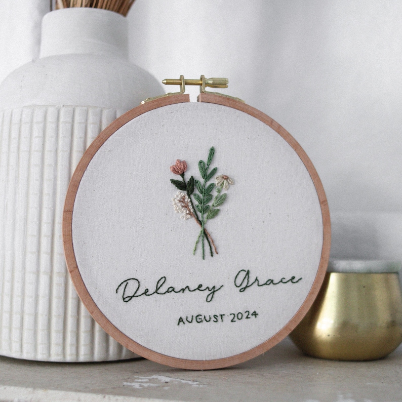 Wildflower Hand Embroidery Pattern: DIY Custom Baby Name (digital PDF ...
