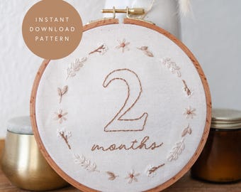 Baby Milestone Embroidery Pattern: DIY Floral Design (PDF Download)