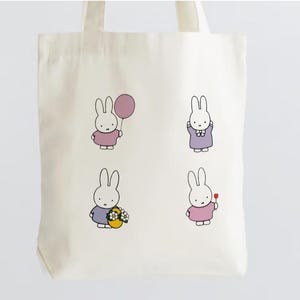 Miffy bunny tote bag, cartoon bunny tote bag,   bag charm! kawaii tote bags, reusable bags, bag charm, fast shipping!