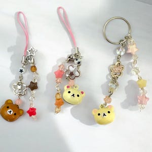 kawaii rilakkuma and korilakkuma charm, kawaii phone charm, key chains, fast shipping