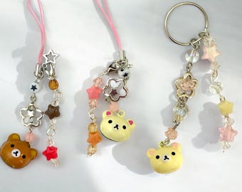 kawaii rilakkuma and korilakkuma charm, kawaii phone charm, key chains, fast shipping