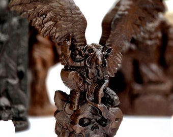 Baphomet Statue | Handmade Wooden Sculpture for Occult Decor | Gothic Altar Idol