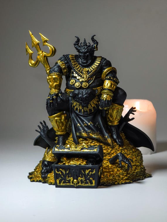 マモンの置物：富の呪文のための角のある神の像 - Etsy 日本