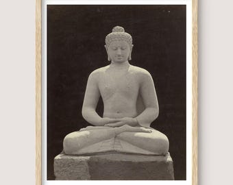 Borobudur Buddha Statue Print: Antique Effect Giclée Art