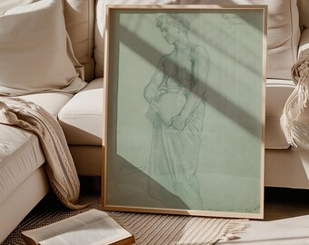 Renaissance Drawing | Classical Figure Sketch | Bathroom Wall Art | Study For L’adoration Des Mages