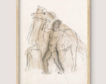 Leo Gestel Print: Man and Horses Sketch