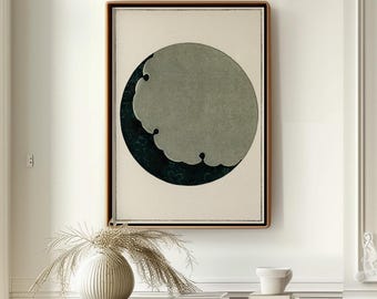 Minimal Moon Print | Japanese Block Print | Poetic Elegant Wall Art