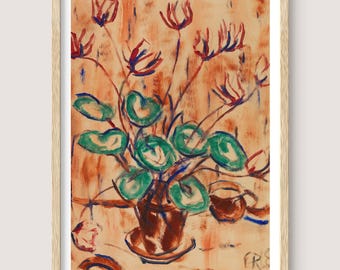 Cyclamen Print: Expressionist Still Life by Christian Rohlfs