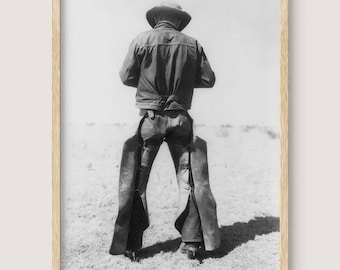 1934 Cowboy Print: Black and White Western Americana