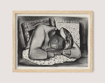 Riva Helfond Drawing: Sleeping Girl, WPA Art