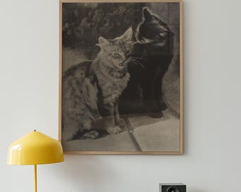 Two Cats | The Serenaders | Vintage Photograph | Black and White Wall Art