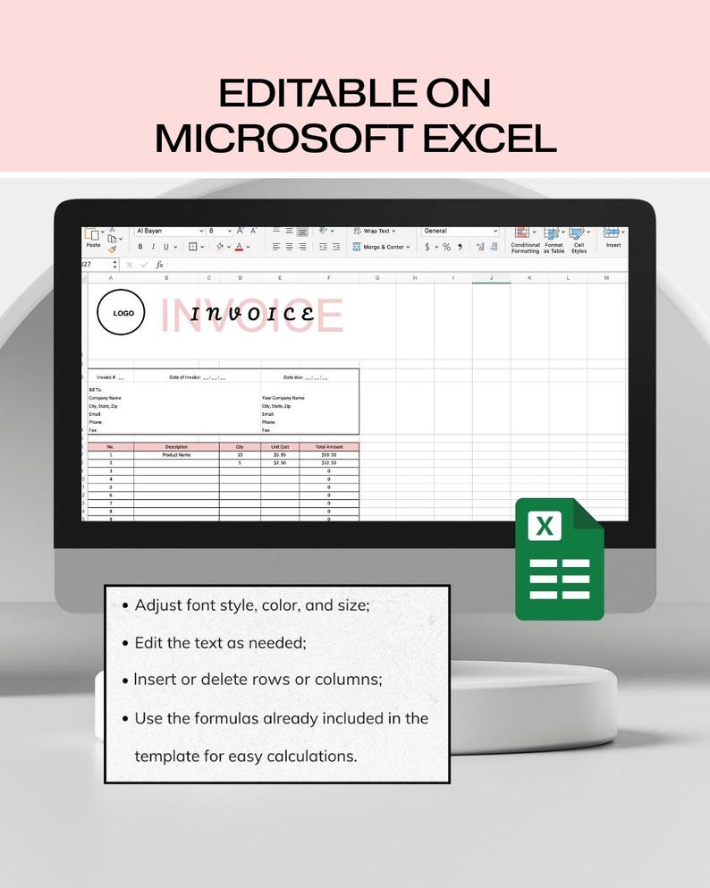 Editable Invoice Template for Google Docs, MC Word Invoice Template for ...
