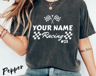 Comfort Colors Personalized Racing Shirt, Custom Name Dirt Bike Top