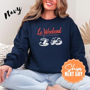 Aesthetic Coffee Sweatshirt, Le Weekend Hoodie, Retro Coffee Graphic Crewneck, Sunday Coffee Club Sweater, Vintage Breakfast Top