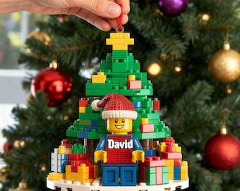 Adorno personalizado de Lego para niños 2025, decoración navideña para árbol de Navidad, adorno acrílico de Lego.