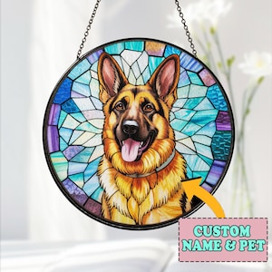 Custom Dog Portrait Stained Glass Suncatcher, Pet Memorial Photo Suncatcher, Dog Cat Loss Gift, Personalized Pet Loss Stained Glass Keepsake