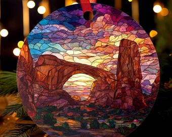 Arches Utah Ornament | Glasmalerei-Stil | Nationalpark-Souvenir | Weihnachtsbaum Geschenk