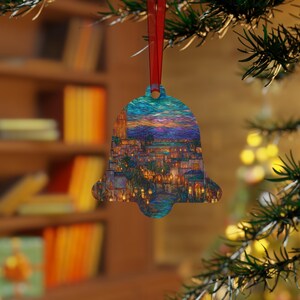 Ornament Marrakech Marokko | Gebrandschilderd glasstijl | Medina-kerstboomcadeau | Lantaarn souk reisdecor | Vakantieaandenken Noord-Afrika afbeelding 5