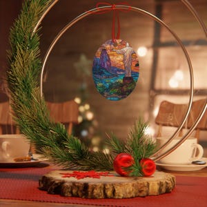 Rio de Janeiro Ornament | Stained Glass Style | Christ the Redeemer | Brazil Christmas Tree Gift image 5