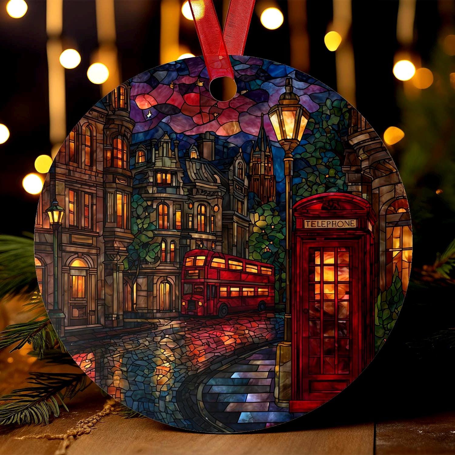 ロンドンオーナメント | ステンドグラス風 | クリスマスツリーギフト