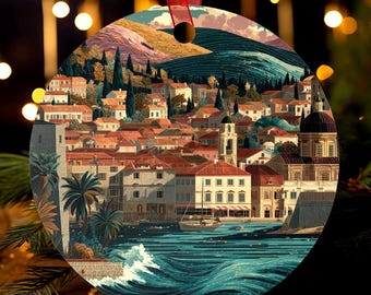 Adorno navideño de Dubrovnik, Croacia, estilo vitral, regalo para árbol de Navidad europeo