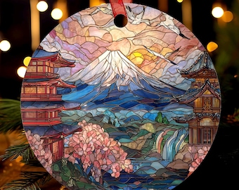 富士山 - 本州、日本：ステンドグラス風の窓飾り - Etsy 日本