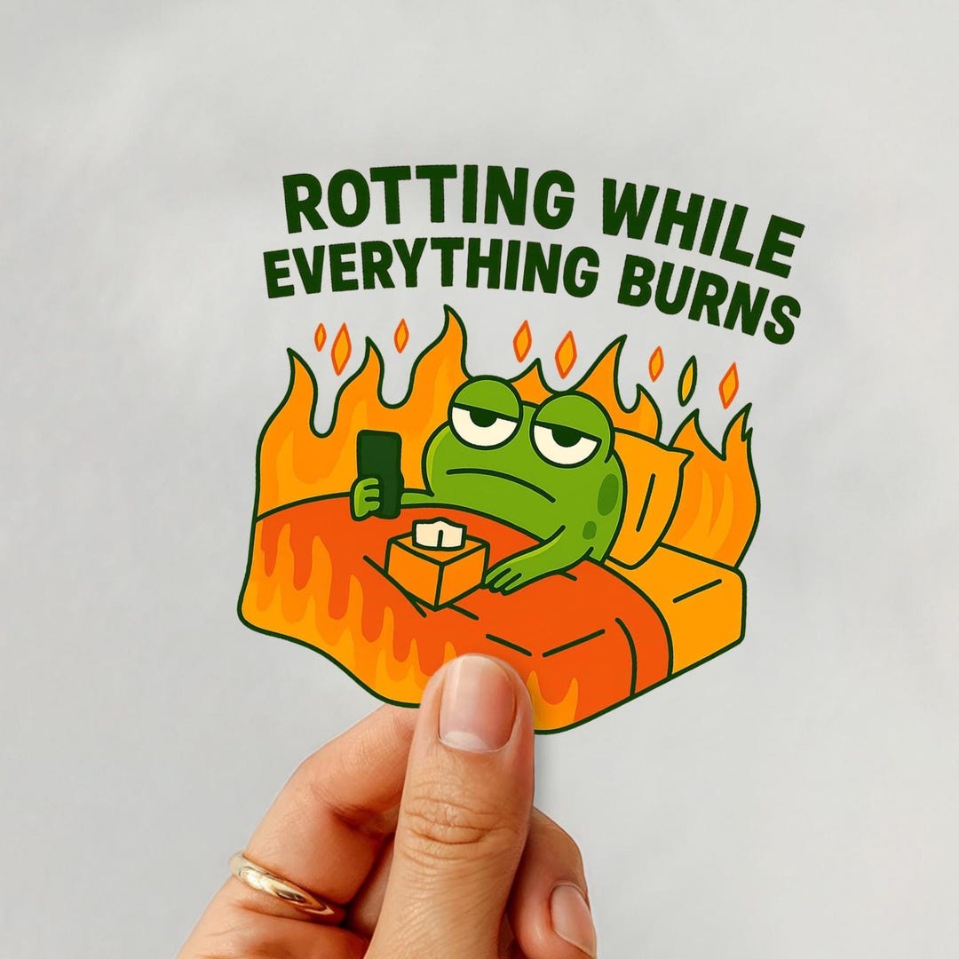 Funny Frog Sticker | Rotting While Everything Burns | Cute Animated ...