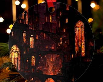 Gotisk underjordisk ornament | Målat glas | Halloween- och juldekoration