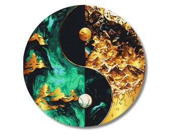 Yin Yang Paint by Numbers Kit: Metallic DIY Home Decor (D 40CM)