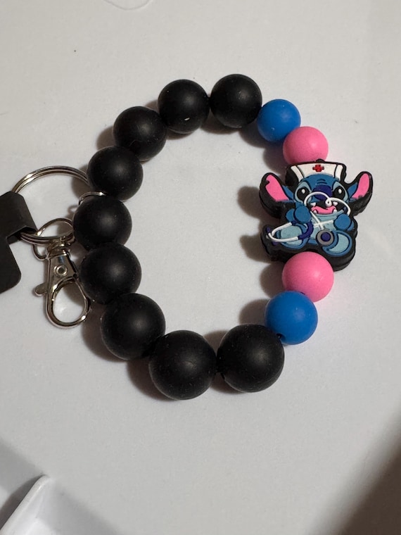 Wristlet Keychain- Silicone Bead Bracelet- Nurse Stitch