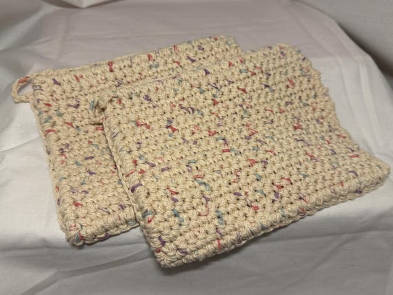 Potholders Set of two (2) Handmade Cotton crocheted
