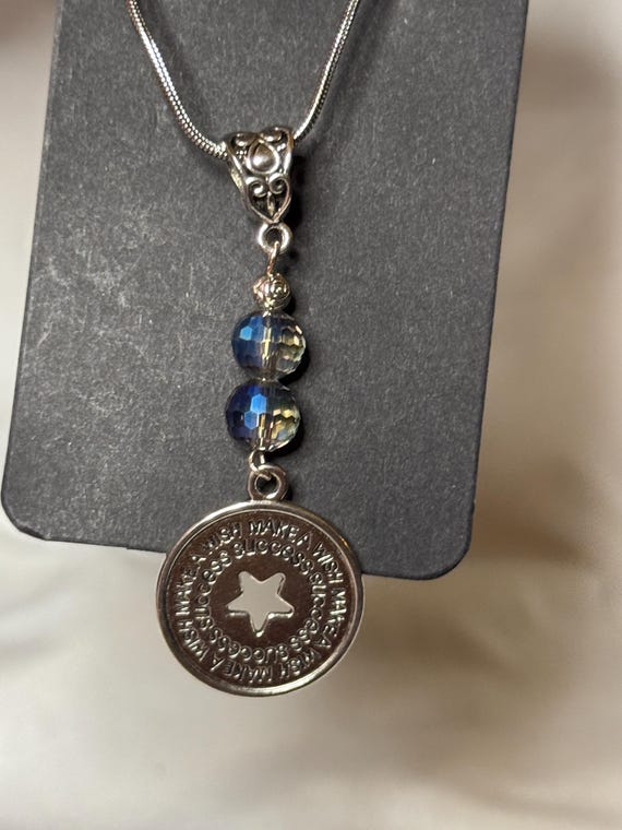 Necklace- Blue Austrian Crystals with Make a Wish Success Star Charm