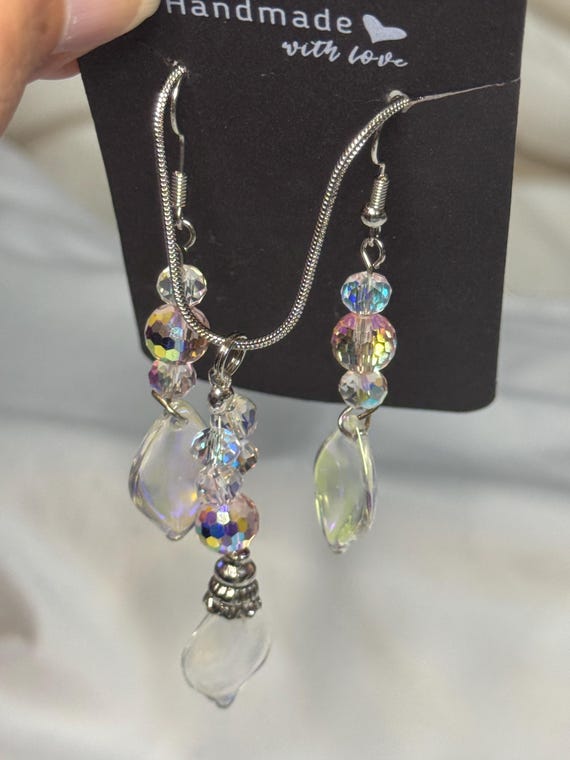 Handmade Crystal Bead Necklace and Earrings Set – Czech Glass Charm