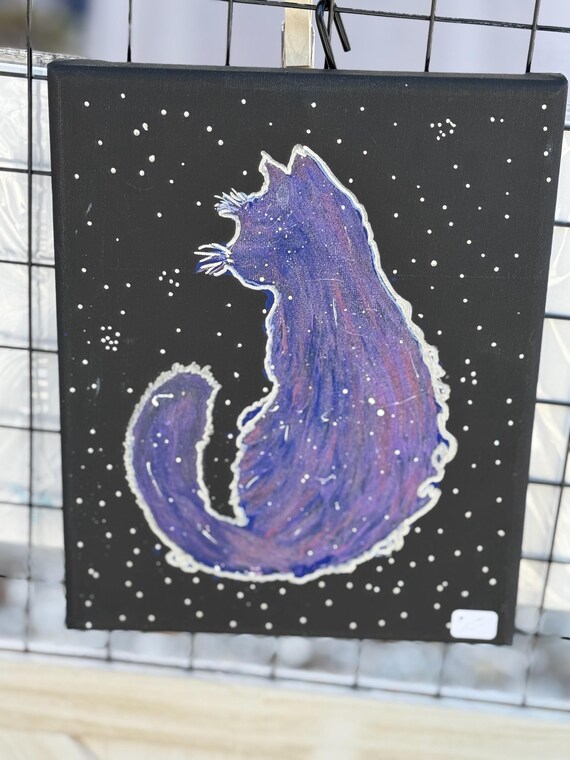 Canvas Painting - Cat and Stars