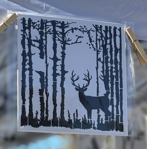 Canvas Painting - Deer in Forest Silhouette