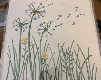 Dandelions Acrylic Painting on Canvas – Blowing in Wind, Make a Wish, Just Breathe