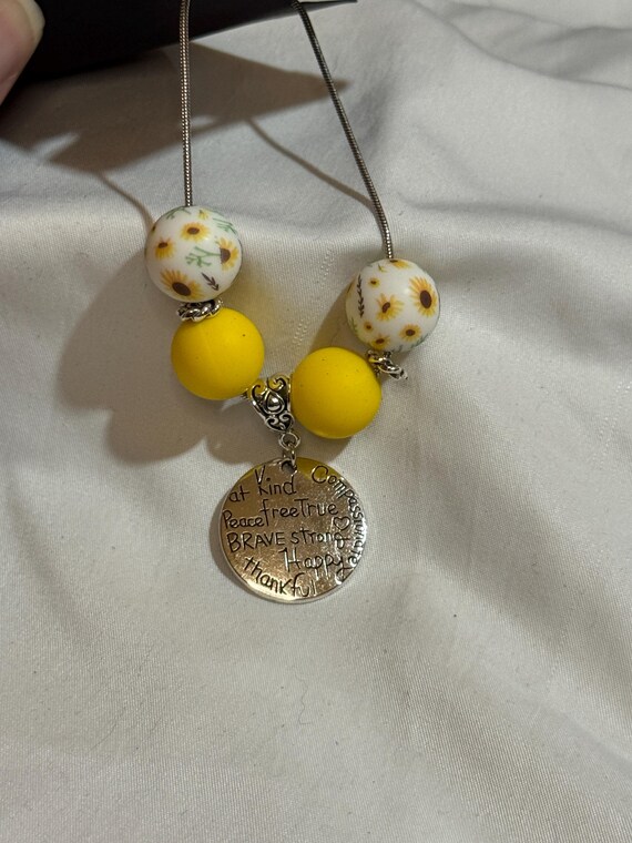 Necklace-Yellow Sunflowers with Charm