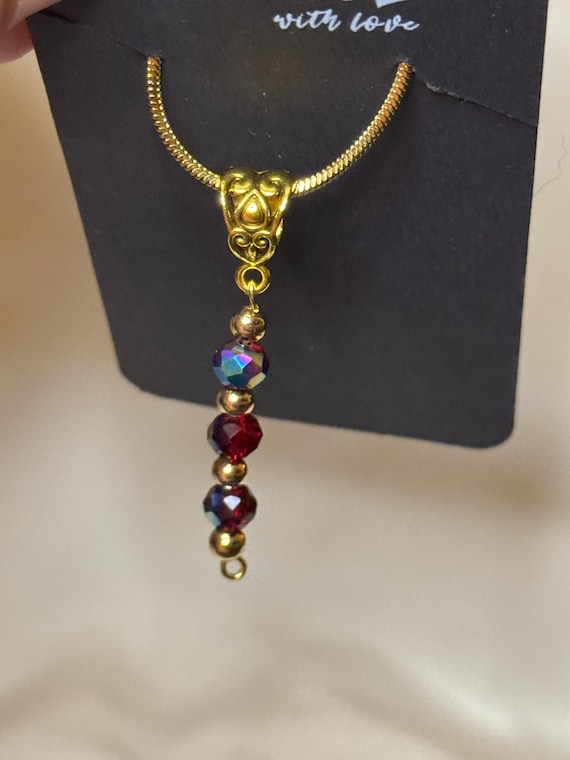 Necklace- 18k gold plated Necklace with Red Austrian Crystal bead charm