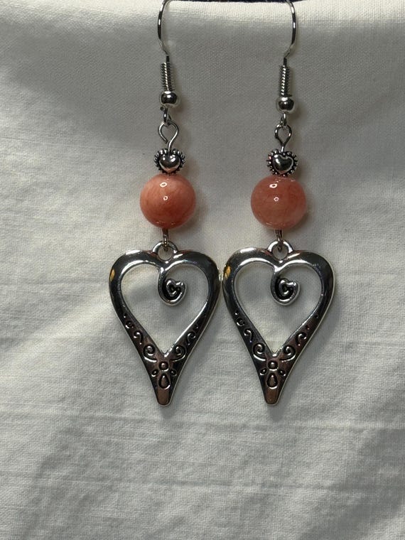 Earrings dangle with heart charm