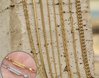 18K Gold Filled Chain Necklace: Waterproof Dainty Chain for Women