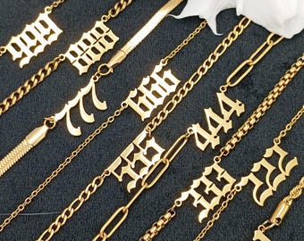 Gold Angel Number Necklace: Personalized 18K Gold Plated Stainless Steel